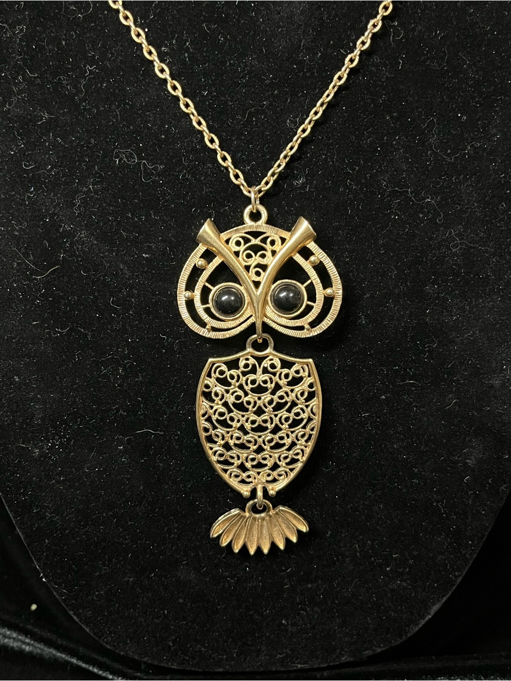 Vintage 1974 Sarah Coventry "Nite-Owl" Articulated Pendant Necklace 1832